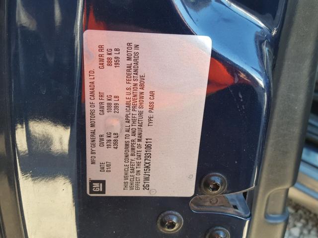 2G1WJ15KX79310611 - 2007 CHEVROLET MONTE CARL ლურჯი ფოტო 10