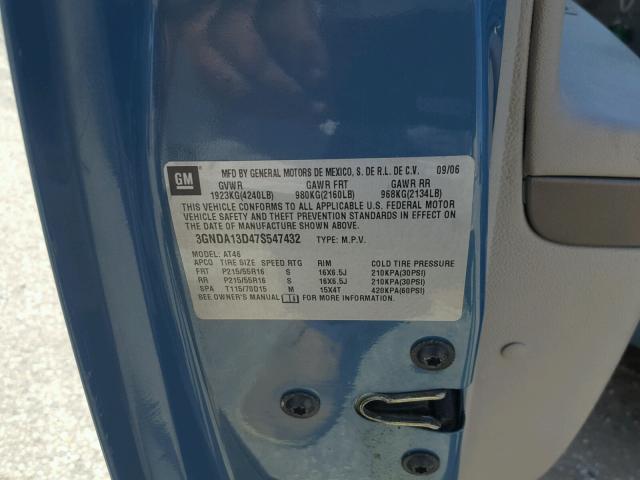 3GNDA13D47S547432 - 2007 CHEVROLET HHR LS Dəniz mavisi foto 10