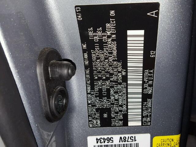 5TDKK3DC6DS368159 - 2013 TOYOTA SIENNA LE SILVER photo 10