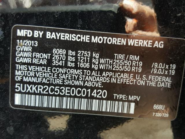 5UXKR2C53E0C01420 - 2014 BMW X5 SDRIVE3 BLACK photo 10