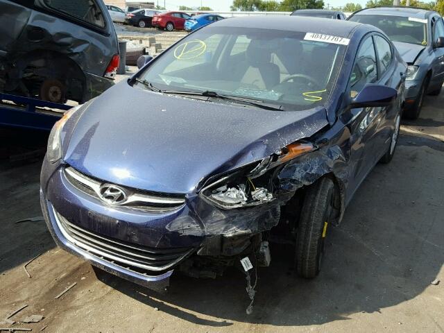 5NPDH4AE0DH452826 - 2013 HYUNDAI ELANTRA GL BLUE photo 2