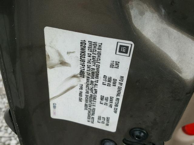 1G2WK52J81F174697 - 2001 PONTIAC GRAND PRIX BROWN photo 10