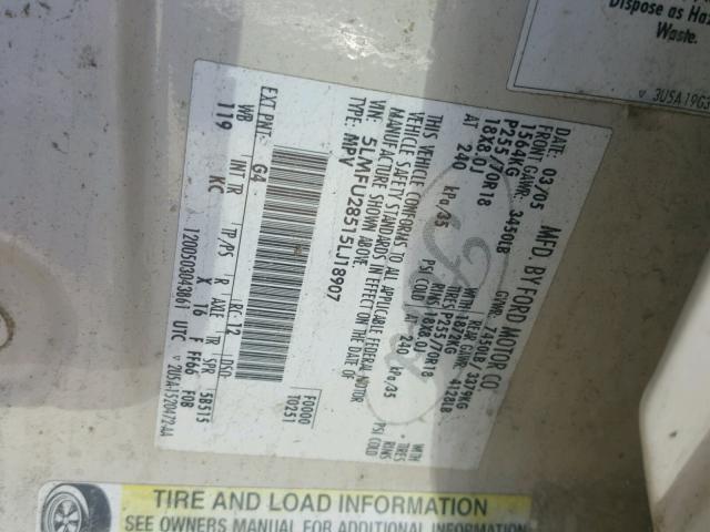 5LMFU28515LJ18907 - 2005 LINCOLN NAVIGATOR 白色 照片 10