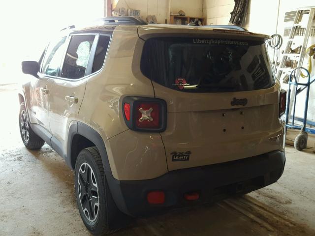 ZACCJBCT4GPC90307 - 2016 JEEP RENEGADE T BROWN photo 3