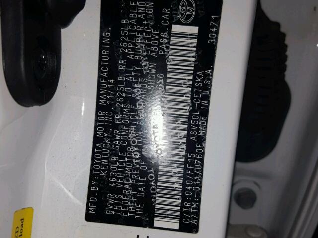 4T1BF1FK0FU002656 - 2015 TOYOTA CAMRY LE თეთრი ფოტო 10