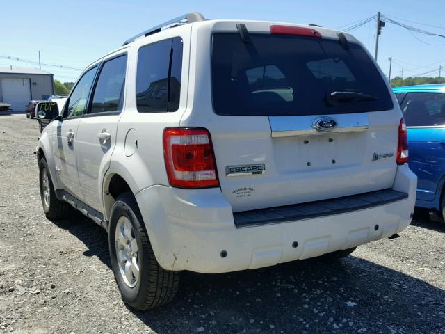 1FMCU59339KC01822 - 2009 FORD ESCAPE HYB WHITE photo 3