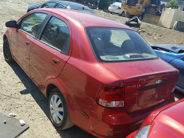 KL1TD52665B383459 - 2005 CHEVROLET AVEO BASE Բորդո լուսանկար 3