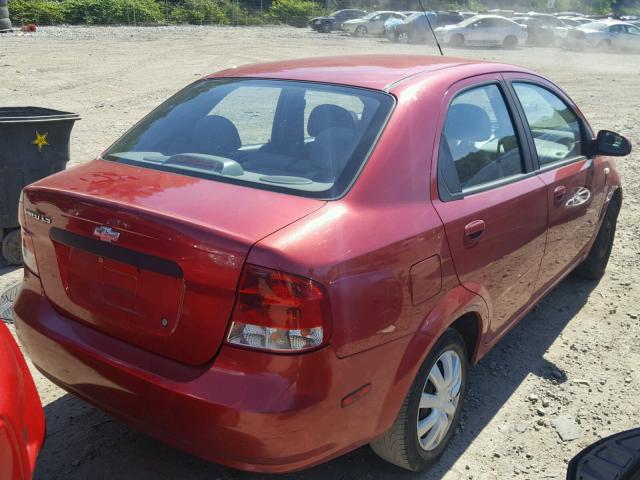 KL1TD52665B383459 - 2005 CHEVROLET AVEO BASE Բորդո լուսանկար 4