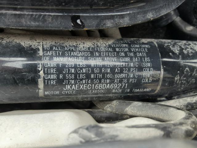 JKAEXEC16BDA69271 - 2011 KAWASAKI EX650 C 黑色 照片 10