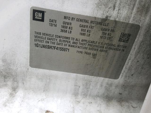 1G1JA6SH7F4155971 - 2015 CHEVROLET SONIC LS Ağ foto 10