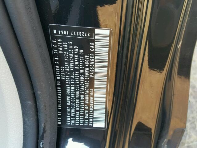 3VW917AUXGM001644 - 2016 VOLKSWAGEN GOLF BASE 黑色 照片 10