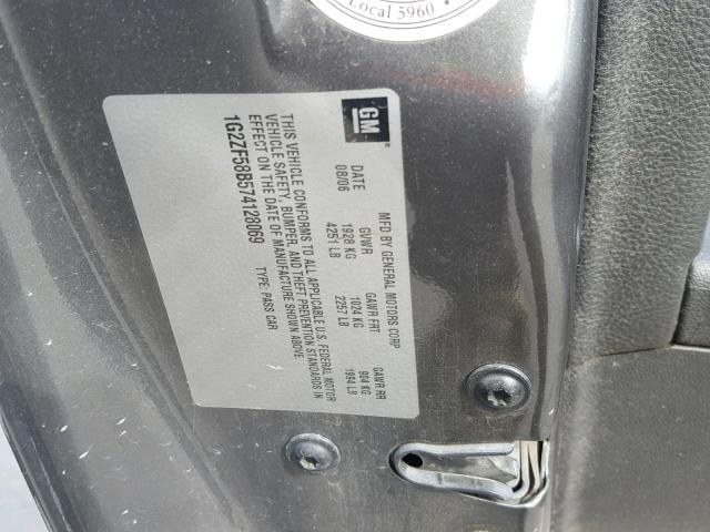 1G2ZF58B574128069 - 2007 PONTIAC G6 VALUE L GRAY photo 10