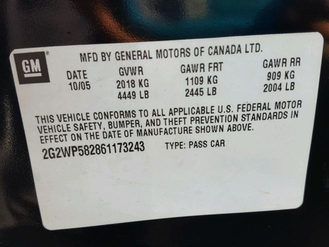 2G2WP582861173243 - 2006 PONTIAC GRAND PRIX Qara foto 10