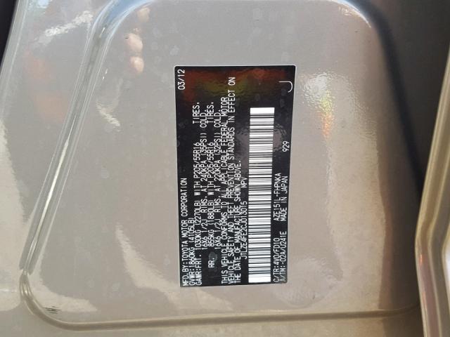 JTLZE4FE2CJ013015 - 2012 TOYOTA SCION XB Qəhvəyi foto 10