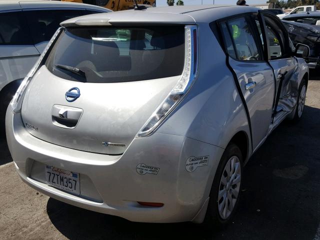 1N4AZ0CP2EC330706 - 2014 NISSAN LEAF S SILVER photo 4