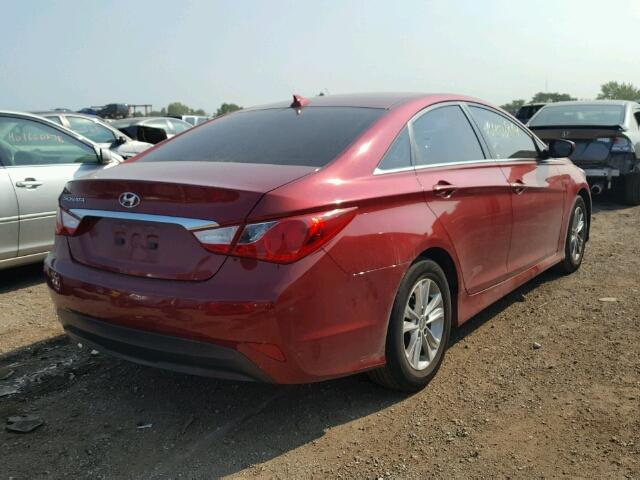 5NPEB4AC6EH920001 - 2014 HYUNDAI SONATA GLS RED photo 4