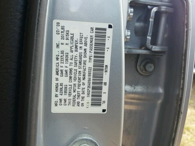 1HGCP26409A189322 - 2009 HONDA ACCORD LXP SILVER photo 10