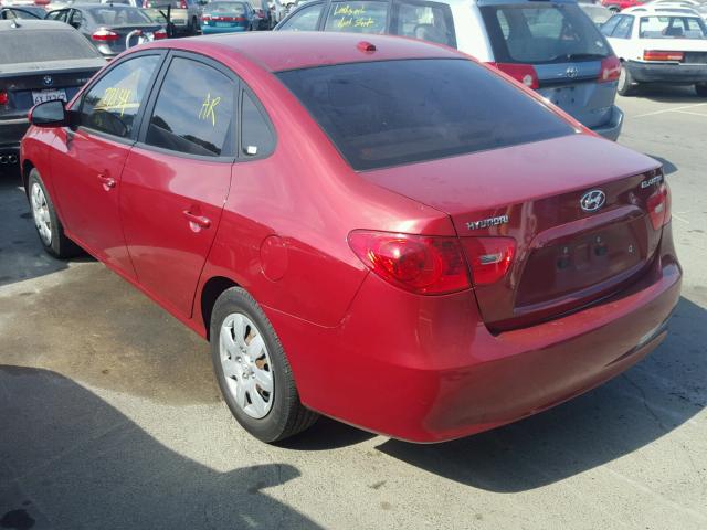 KMHDU46D28U455150 - 2008 HYUNDAI ELANTRA GL RED photo 3