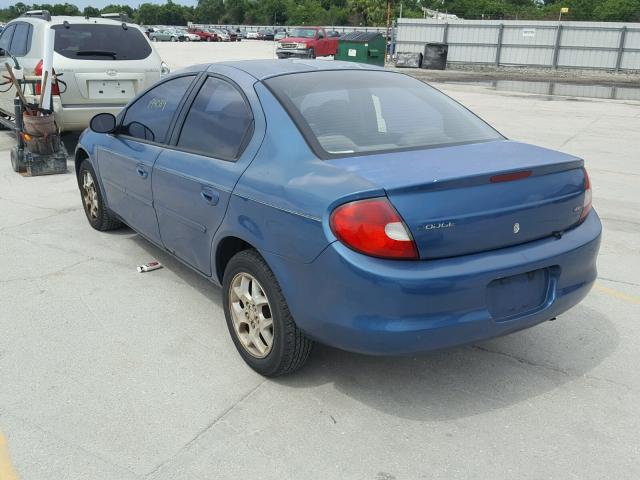 1B3ES56C42D632950 - 2002 DODGE NEON ES BLUE photo 3