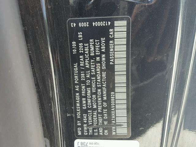 WVWFA7AHXAV009829 - 2010 VOLKSWAGEN EOS LUX 黑色 照片 10