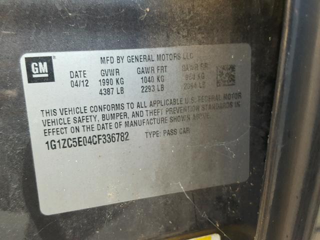 1G1ZC5E04CF336782 - 2012 CHEVROLET MALIBU 1LT 黑色 照片 10