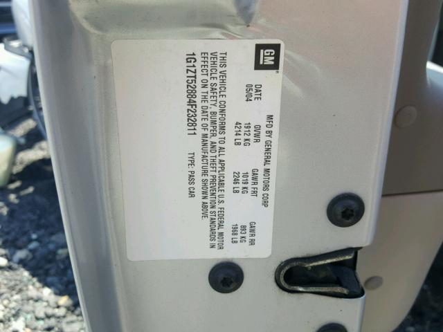 1G1ZT52884F232811 - 2004 CHEVROLET MALIBU LS SILVER photo 10