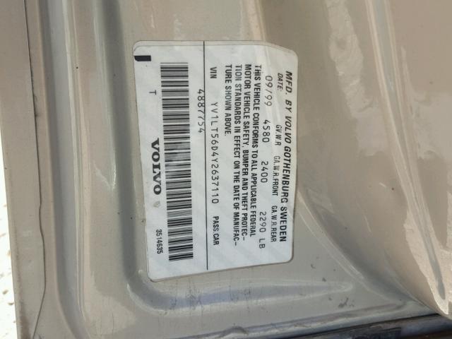 YV1LT56D4Y2637110 - 2000 VOLVO S70 SILVER photo 10