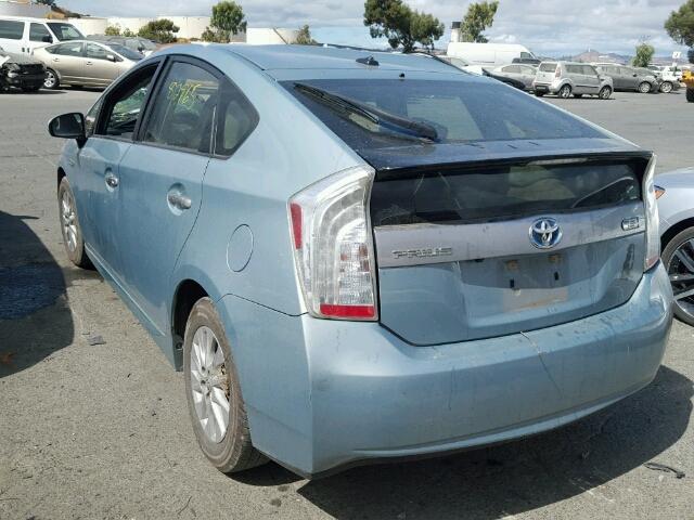 JTDKN3DP5E3059571 - 2014 TOYOTA PRIUS PLUG GREEN photo 3