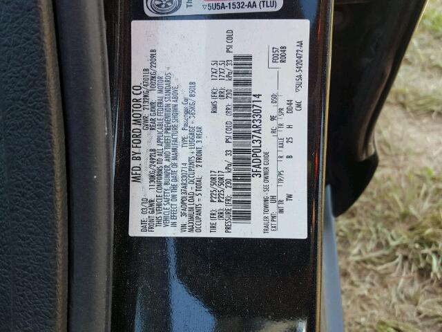 3FADP0L37AR330714 - 2010 FORD FUSION HYB BLACK photo 10