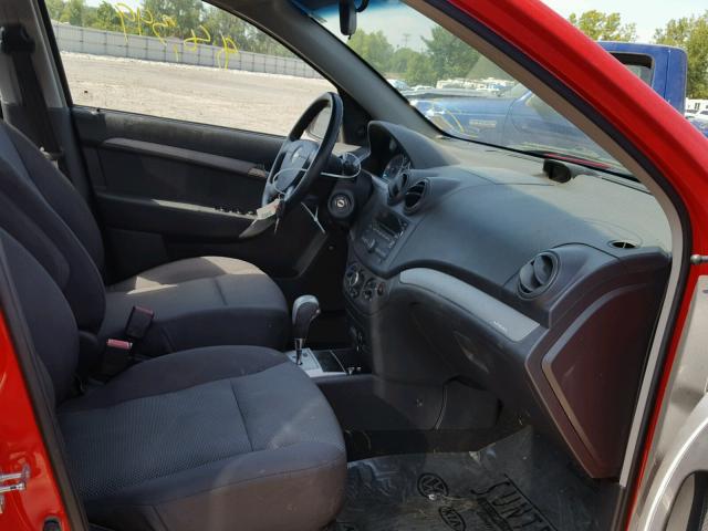 KL1TD56E09B356961 - 2009 CHEVROLET AVEO LS RED photo 5