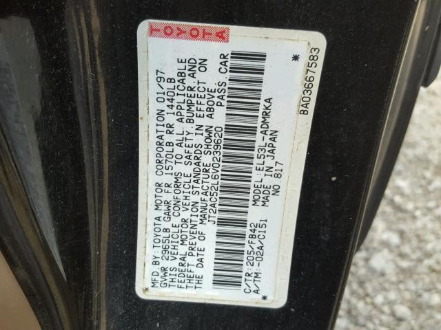 JT2AC52L6V0239620 - 1997 TOYOTA TERCEL CE BLACK photo 10