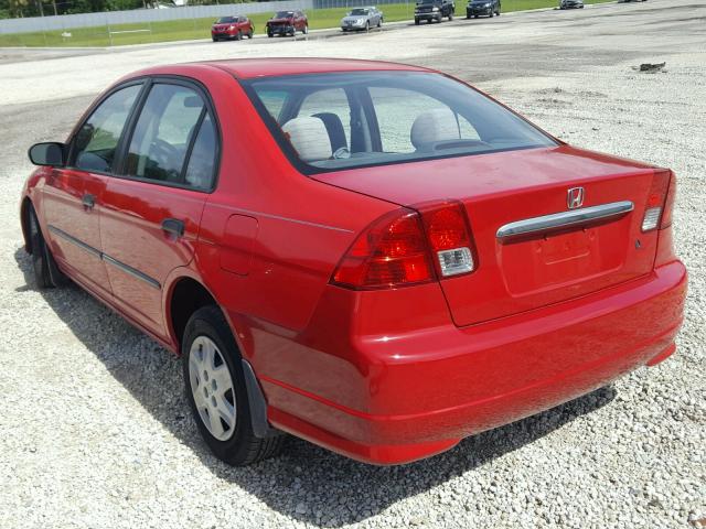 1HGES16425L025604 - 2005 HONDA CIVIC DX RED photo 3