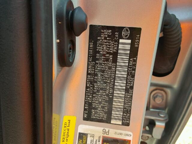 4T1BF1FK4FU935833 - 2015 TOYOTA CAMRY LE 灰色 照片 10