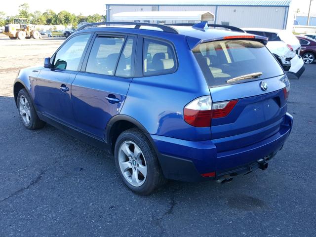 WBXPC93437WF02653 - 2007 BMW X3 3.0SI BLUE photo 3