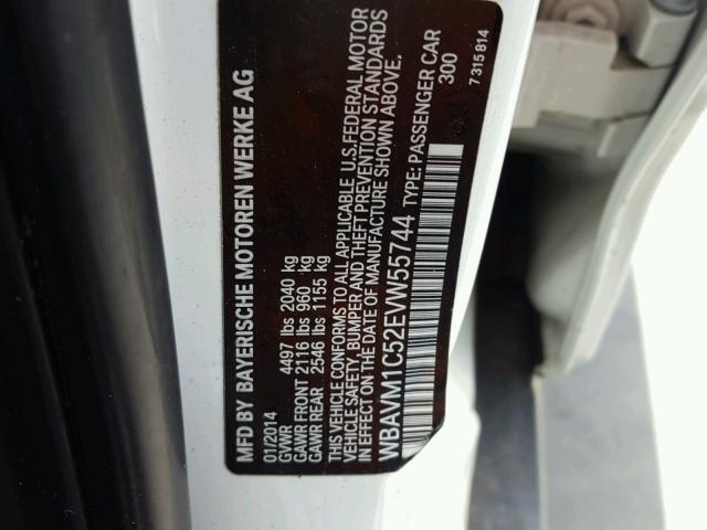 WBAVM1C52EVW55744 - 2014 BMW X1 SDRIVE2 Biały zdjęcie 10