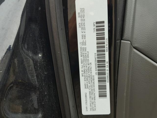 4S4WX90D394407518 - 2009 SUBARU TRIBECA LI BLACK photo 10