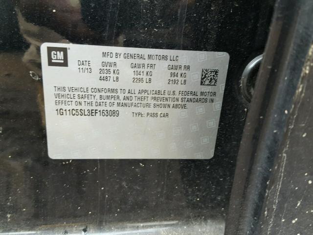 1G11C5SL3EF163089 - 2014 CHEVROLET MALIBU 1LT 黑色 照片 10