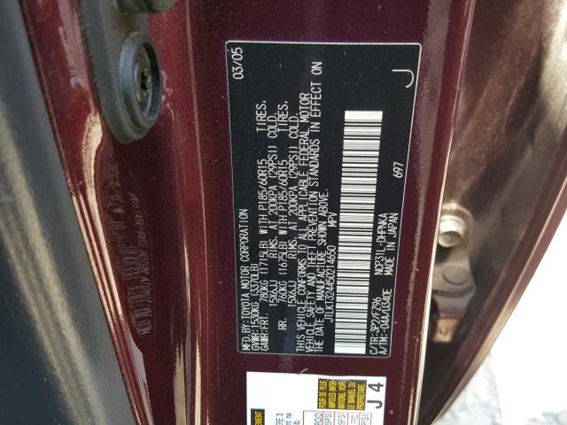 JTLKT324450214650 - 2005 TOYOTA SCION XB Бордовый фото 10