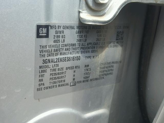 3GNAL2EK6ES616150 - 2014 CHEVROLET CAPTIVA LS 灰色 照片 10