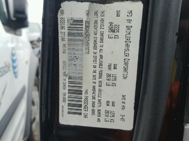 2C3KA43R27H803278 - 2007 CHRYSLER 300 BLACK photo 10