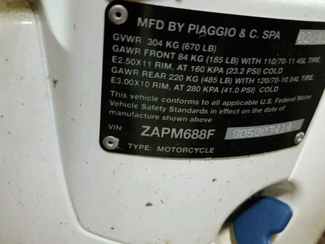 ZAPM688F9D5003414 - 2013 VESPA LX 150IE WHITE photo 10