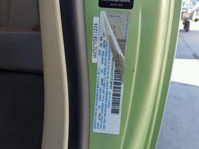 3VWBC21C5YM400386 - 2000 VOLKSWAGEN NEW BEETLE Yaşıl foto 10