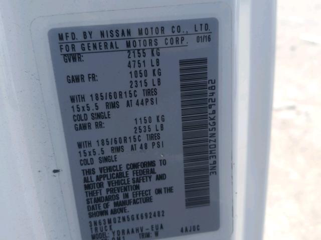 3N63M0ZN5GK692482 - 2016 CHEVROLET CITY EXPRE WHITE photo 10