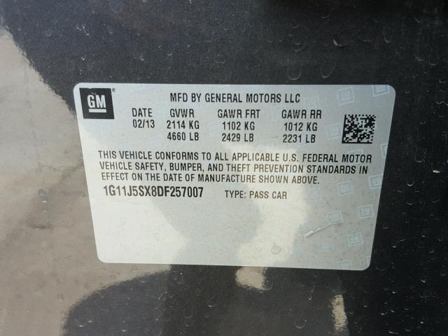 1G11J5SX8DF257007 - 2013 CHEVROLET MALIBU LTZ 灰色 照片 10