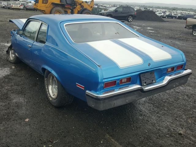 1Y17K3W182285 - 1973 CHEVROLET NOVA BLUE photo 3