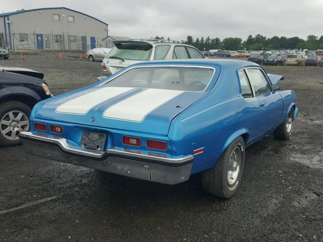 1Y17K3W182285 - 1973 CHEVROLET NOVA BLUE photo 4