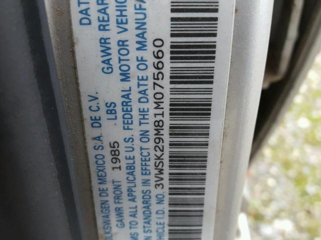 3VWSK29M81M075660 - 2001 VOLKSWAGEN JETTA SILVER photo 10