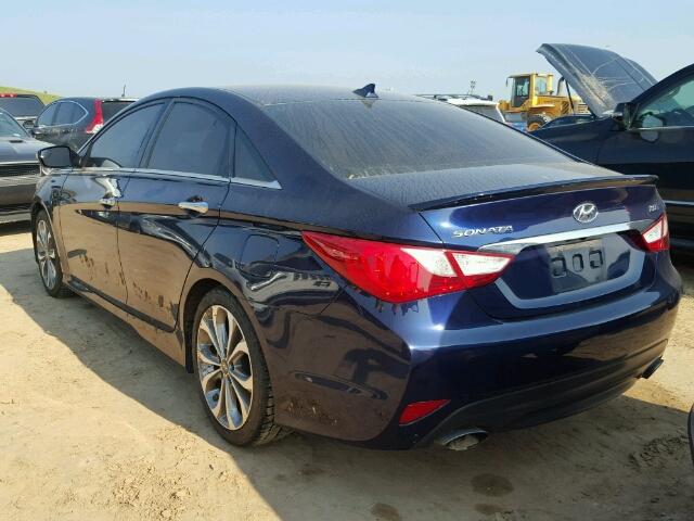 5NPEC4ABXEH844707 - 2014 HYUNDAI SONATA BLUE photo 3