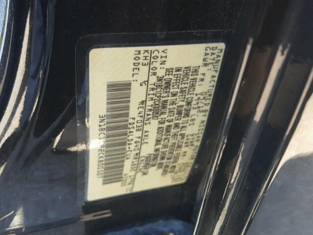 3N1BC1CP2CK800507 - 2012 NISSAN VERSA S BLACK photo 10