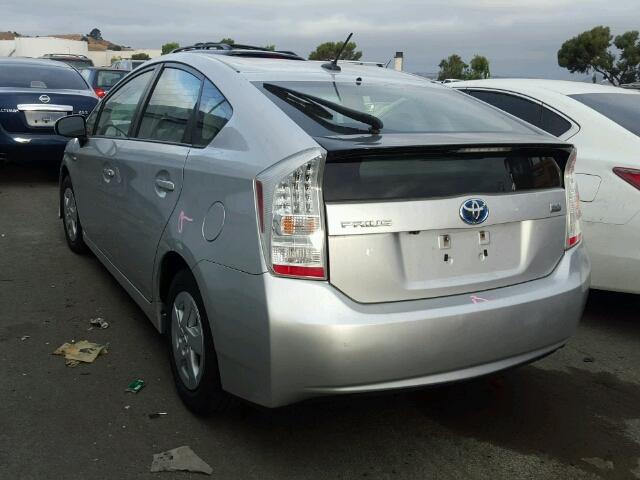 JTDKN3DUXA5186708 - 2010 TOYOTA PRIUS SILVER photo 3